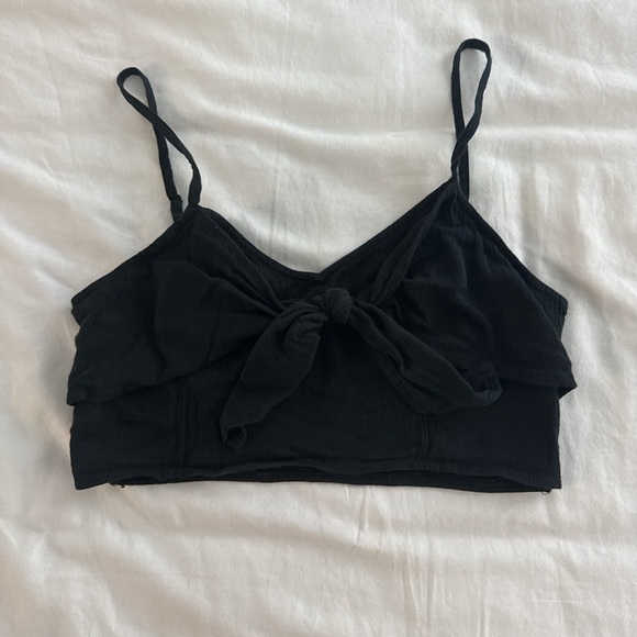 Black Women's Tie-Front Top - Picture 1 of 1